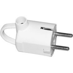 stecher ceramic cu contact de protectie si inel de tragere, alb