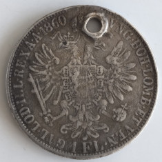 Moneda Austria - 1 Florin 1860 - E - Alba Iulia - Argint - An rar