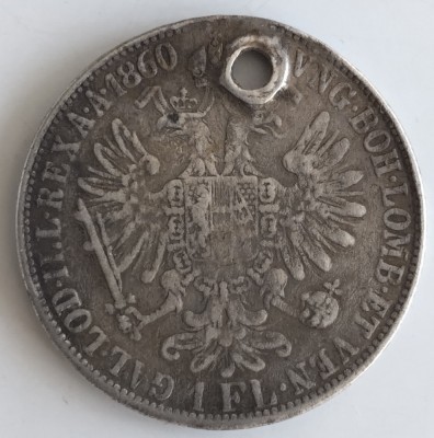 Moneda Austria - 1 Florin 1860 - E - Alba Iulia - Argint - An rar foto