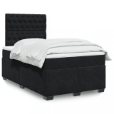 VidaXL Pat box spring cu saltea, negru, 120x190 cm, catifea 3293166