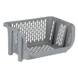 Coș Stivuibil, Plastic, Perforat, Gri, 49x36x25 cm, Oem