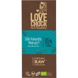 Ciocolata raw vegana Lovechock cu sare de mare, bio, 70g, fara gluten, fara lapte, neagra