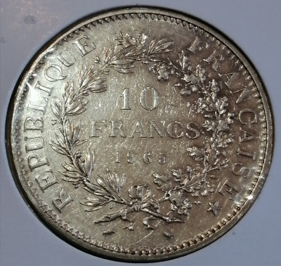 Moneda argint 10 francs 1965 AUNC foto
