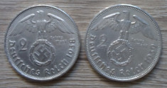 Lot 2 monede argint 2 mark 1938 ?i 1939 Germania foto