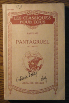 Rabelais - Pantagruel (Extraits) - Notice et Notes par Mlle Vincent foto