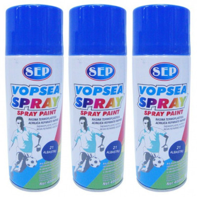 3 x Vopsea spray pentru reparatii rapide, SEP, Albastru, 400ml foto