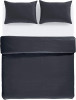 Set lenjerie de pat 100% bumbac super moale, 225 x 220 cm /2 x 50 x 80 cm, negru, Bumbac satinat