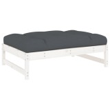 Cumpara ieftin Taburet de gradina, 120x80 cm, alb, lemn masiv de pin