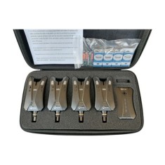 Set 4 avertizori pescuit cu statie Cool Angel 4 culori si geanta protectie 4444