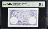 5 lei 1928 PMG64 UNC bancnota gradata