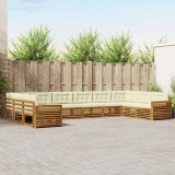 vidaXL Seturi de canapele 10 pcs Natural și Crem Lemn Solid de Acacia 3374215