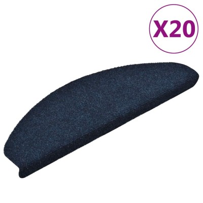 vidaXL Covorașe autoadezive pentru scări, 20 buc., 65x21x4 cm, bleumarin, semirotunde, mari foto