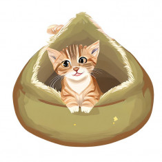 Sticker decorativ Pisica, Maro, 60 cm, 7624ST