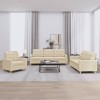 VidaXL Set de canapele cu perne, 3 piese, crem, textil 3201244