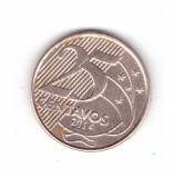 Moneda Brazilia 25 centavos 2014, stare buna. mici pete, America Centrala si de Sud, Cupru (arama)
