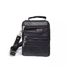 Borseta de umar si mana, barbateasca 22 x 17 cm, negru, din piele, Magrot 24032