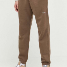 Abercrombie & Fitch pantaloni de trening culoarea maro, neted