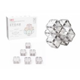 Set de constructie magnetic, 42 piese patrate transparente, Magnetic Tiles, 2D, 3D