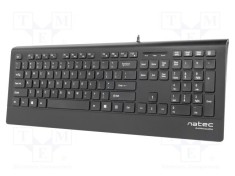 Tastatură neagră NATEC USB A cu cablu 1,8m slim US layout