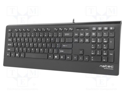 Tastatură neagră NATEC USB A cu cablu 1,8m slim US layout foto