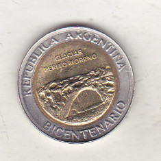 bnk mnd Argentina 1 peso 2010 unc , bimetal , Glaciar Perito Moreno