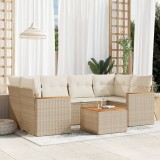 Gossi set canapele de gradina, 7 piese, cu perne, bej, poliratan