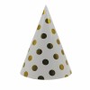 Set 6 coifuri metalizate, flippy, pentru petrecere, tematica aniversare, model buline, 20 cm, auriu