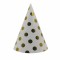 Set 6 coifuri metalizate, flippy, pentru petrecere, tematica aniversare, model buline, 20 cm, auriu