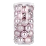 Set globuri de Craciun, 30 bucati, 4 modele, 3cm, roz Household NewTrend