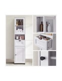 Cumpara ieftin Dulap de depozitare pentru baie, Vasagle, Alb, 40 x 30 x 165 cm, BBK163T44