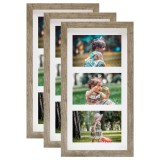 Rame foto 3D, 3 buc., natural, 18x35 cm, pt. 3 foto x(10x15 cm)