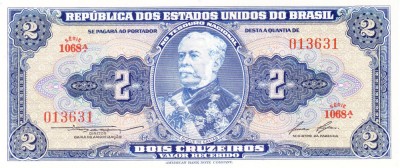 Bancnota Brazilia 2 Cruzeiros (1954-58) - P151b UNC foto
