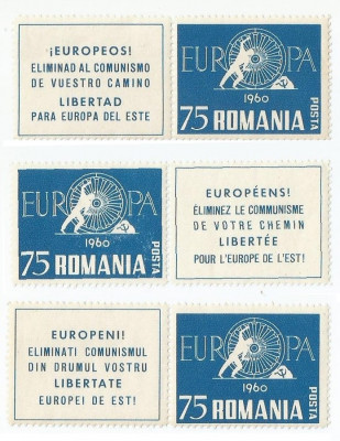 Spania/Romania, Exil romanesc, em. a XXII-a, Europa 1960, dant., 1960, MNH foto