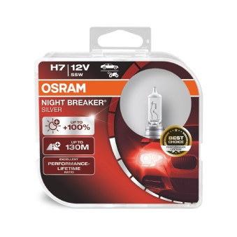 SET 2 BECURI 12V H7 55 W NIGHT BREAKER SILVER +100% OSRAM 5131 foto