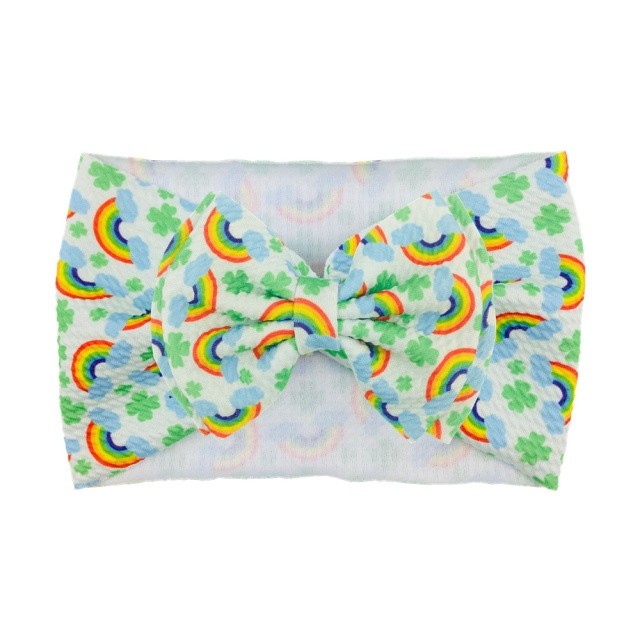 Bentita lata cu funda si imprimeu - Model 13 (Marime Disponibila: 6-12 luni