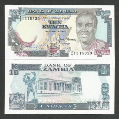 ZAMBIA 10 KWACHA 1989 / 1991 UNC [1] P- 31b , Semnatura 9 , necirculata