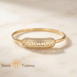 Cumpara ieftin Bratara Greca Imperiala , Bratara fixa placata cu aur 14K model geometric cu zirconia