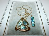 Colier interbelic scoica abalone , lantisor nou placat , cadpu pandant abalone