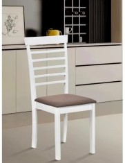 Scaun de living si bucatarie din lemn masiv Montreal, tapiterie stofa,100 kg, 94x49x40 cm, alb/maro
