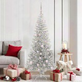 VidaXL Brad de Crăciun cu 300 LED cu suport Argintiu 180 cm PET 3396676