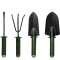 Set 4 unelte de gradina, dimensiuni reduse, din metal, cu maner anti-alunecare, usor de depozitat, negru