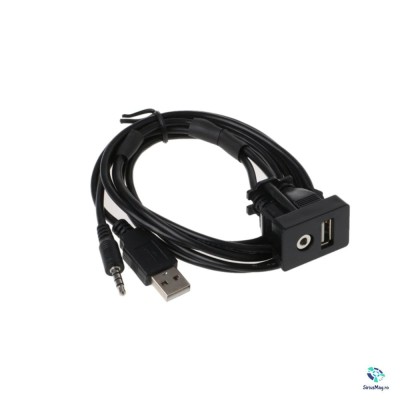 Cablu Auxiliar Universal cu port USB si Jack 3.5mm cu prindere in bord foto
