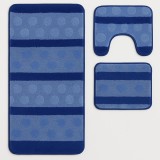 Set covorase baie 3 piese Model Geometric , Albastru 60x100cm