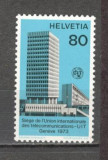 Elvetia.1973 Uniunea Internationala a Telecomunicatiilor-Noul sediu UIT SH.172, Nestampilat