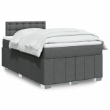 Gossi pat box spring cu saltea, gri inchis, 120x190 cm, textil