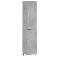 Dulap inalt, gri beton, 34,5x34x180 cm, lemn prelucrat
