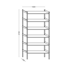 RAFT METALIC ARHIVA DUBLU CU 6+6 POLITE, 1000x700x2100 mm (LxlxH), 150 kg/polita, ECO+
