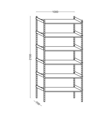 RAFT METALIC ARHIVA DUBLU CU 6+6 POLITE, 1000x700x2100 mm (LxlxH), 150 kg/polita, ECO+ foto