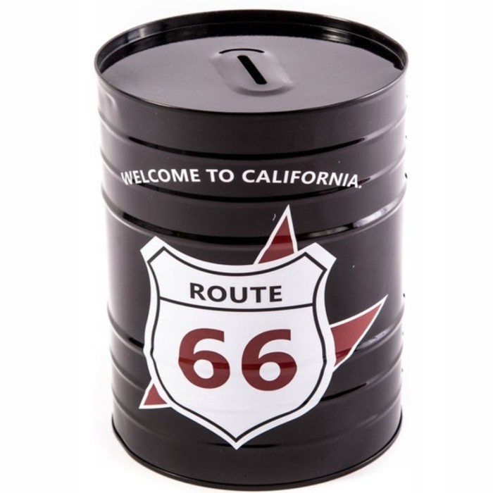 Pusculita metalica Pufo Route 66, 13 cm, negru