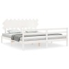 Cadru de pat cu tablie Super King Size, alb, lemn masiv